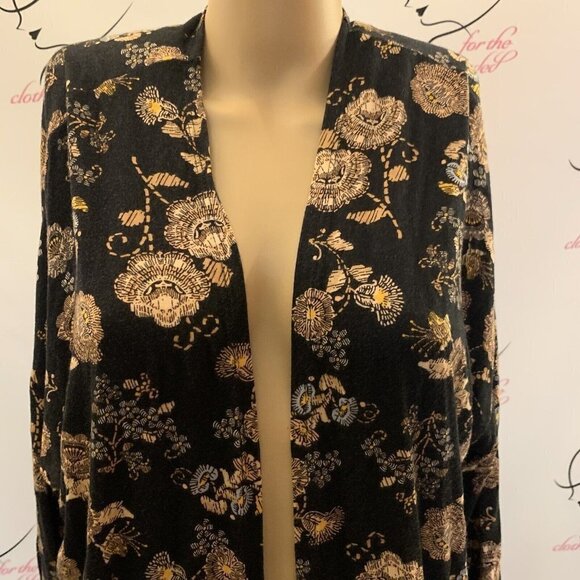 Acting Pro. Size Small. Knit Open Front Floral Duster. Stretch. B87. - Picture 2 of 5